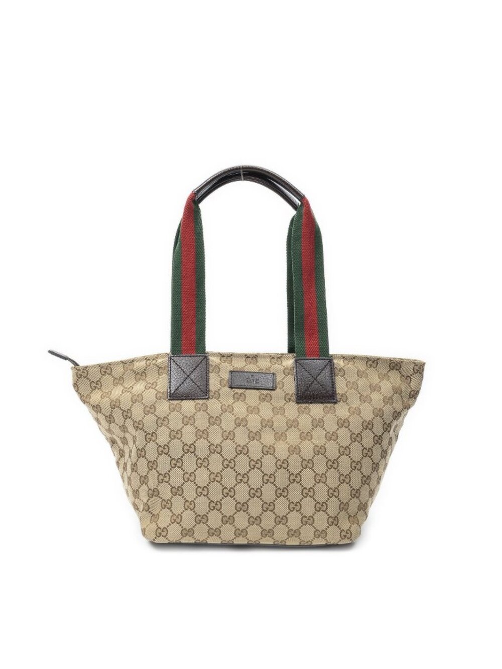 Gucci Web Trapeze Tote Bag Brown Beige GG Canvas